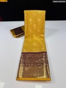 Yellow Banarasi semi katan soft silk saree