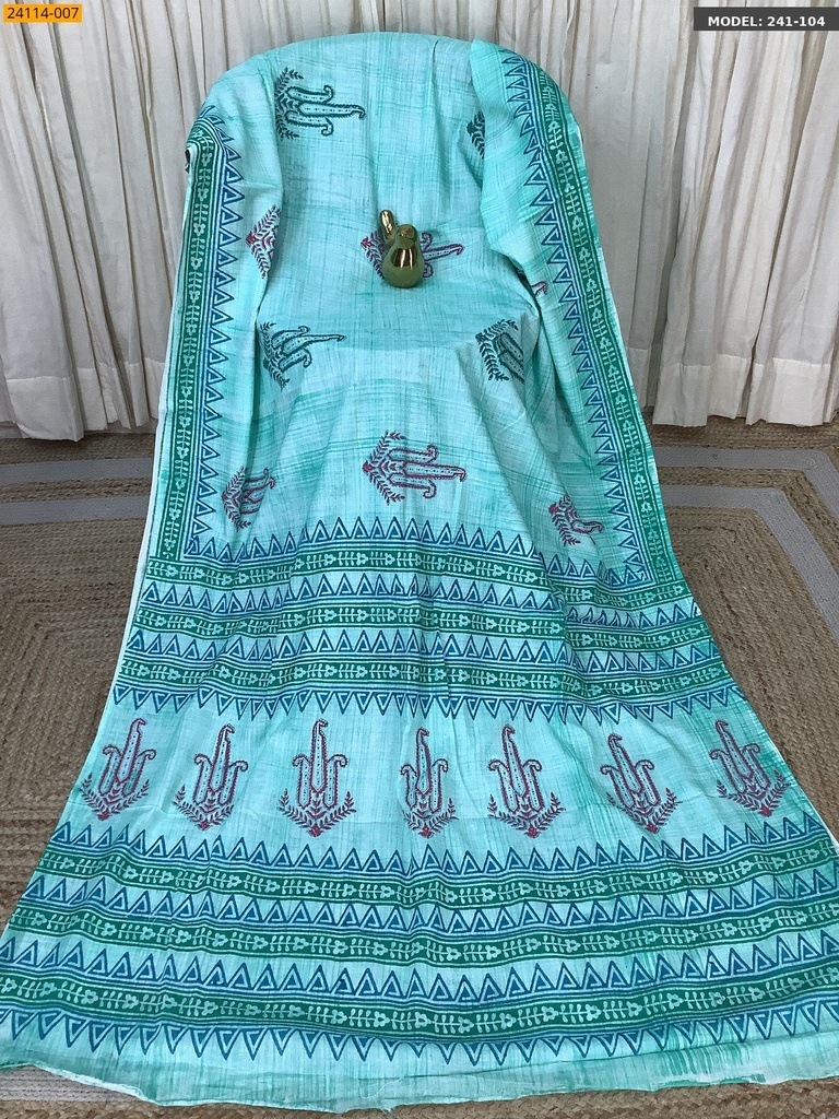 Handblock cotton printed sarees