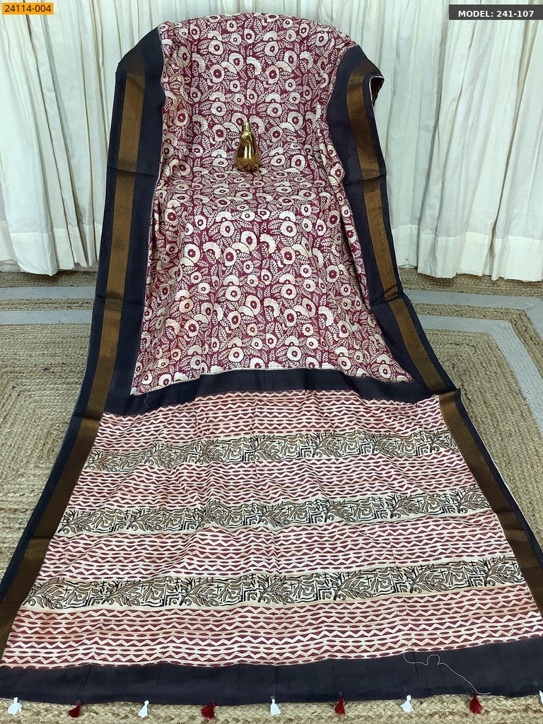 Handblock cotton printed sarees