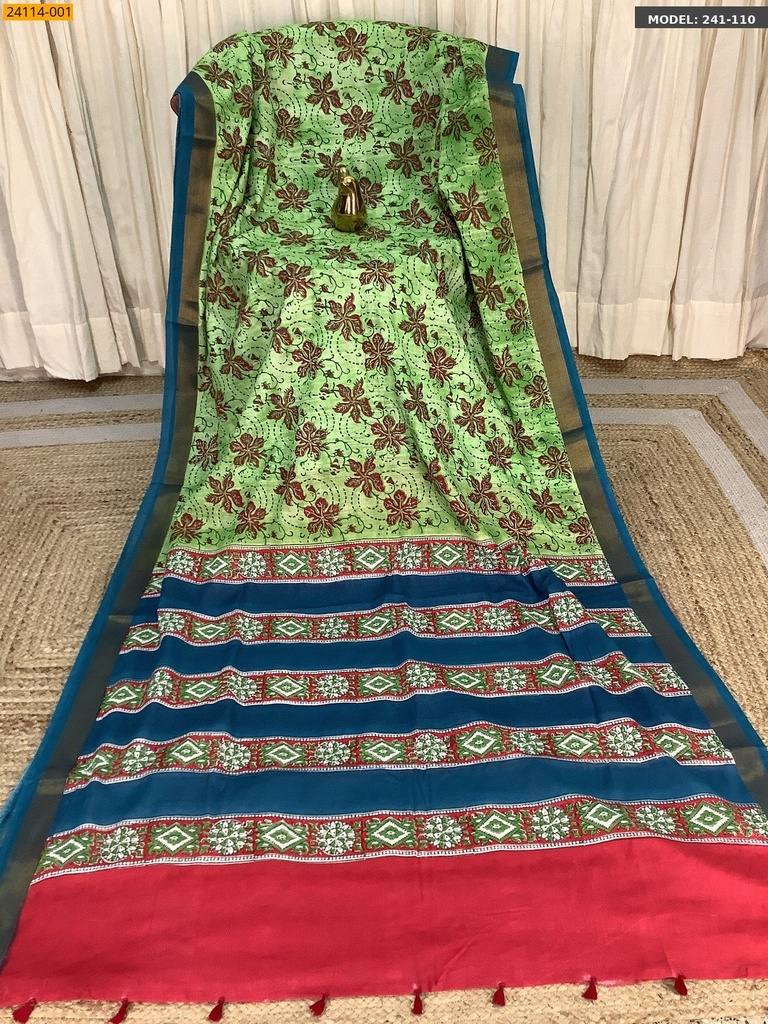 Handblock cotton printed sarees