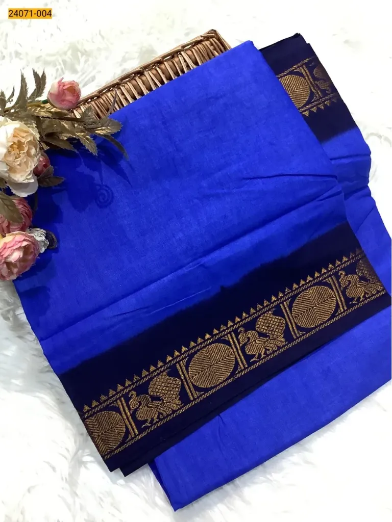 Plain Sungudi Cotton Saree (Blue)