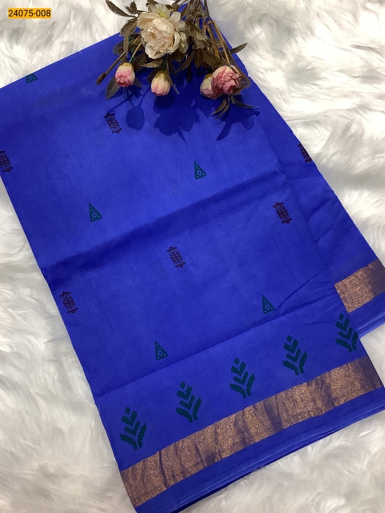 [240001-008] Sungudi cotton 2inch printed sarees (240001-008)