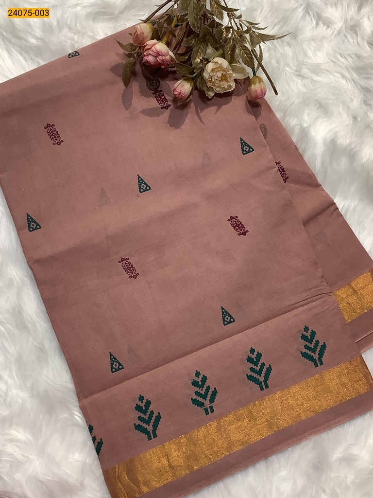 Sungudi cotton 2inch printed sarees