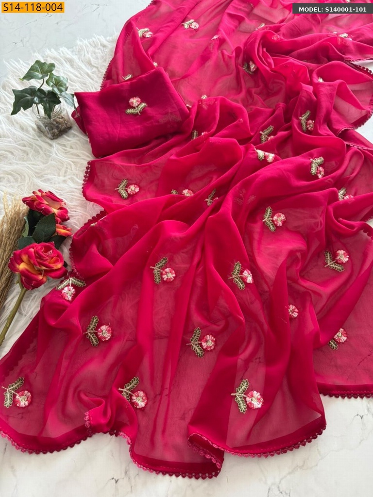 [S140001-101] Fancy Soft Georgette Blooming Sarees (S140001-101)