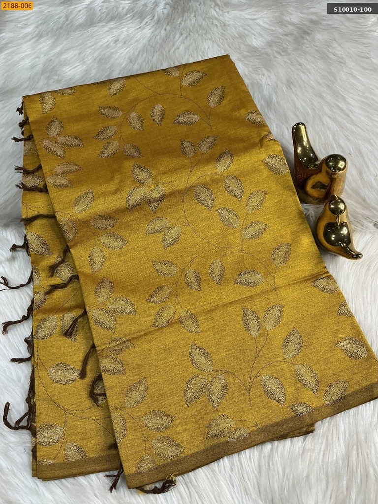 [S10010-100] Linen Cotton green Saree (S10010-100)