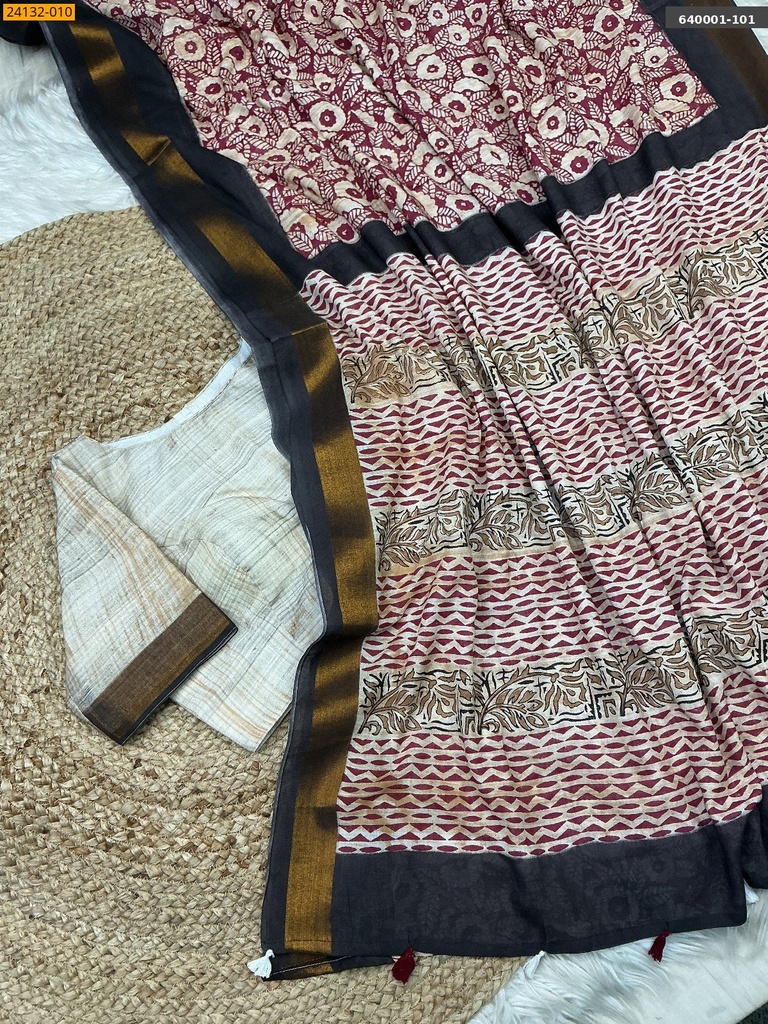 [640001-101] cotton printed saree (640001-101)