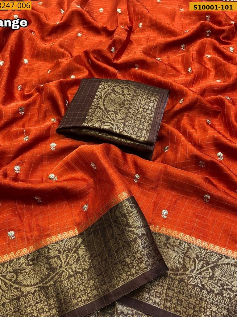 [S10001-101] Fancy Dola Checks Printed Sarees (S10001-101)