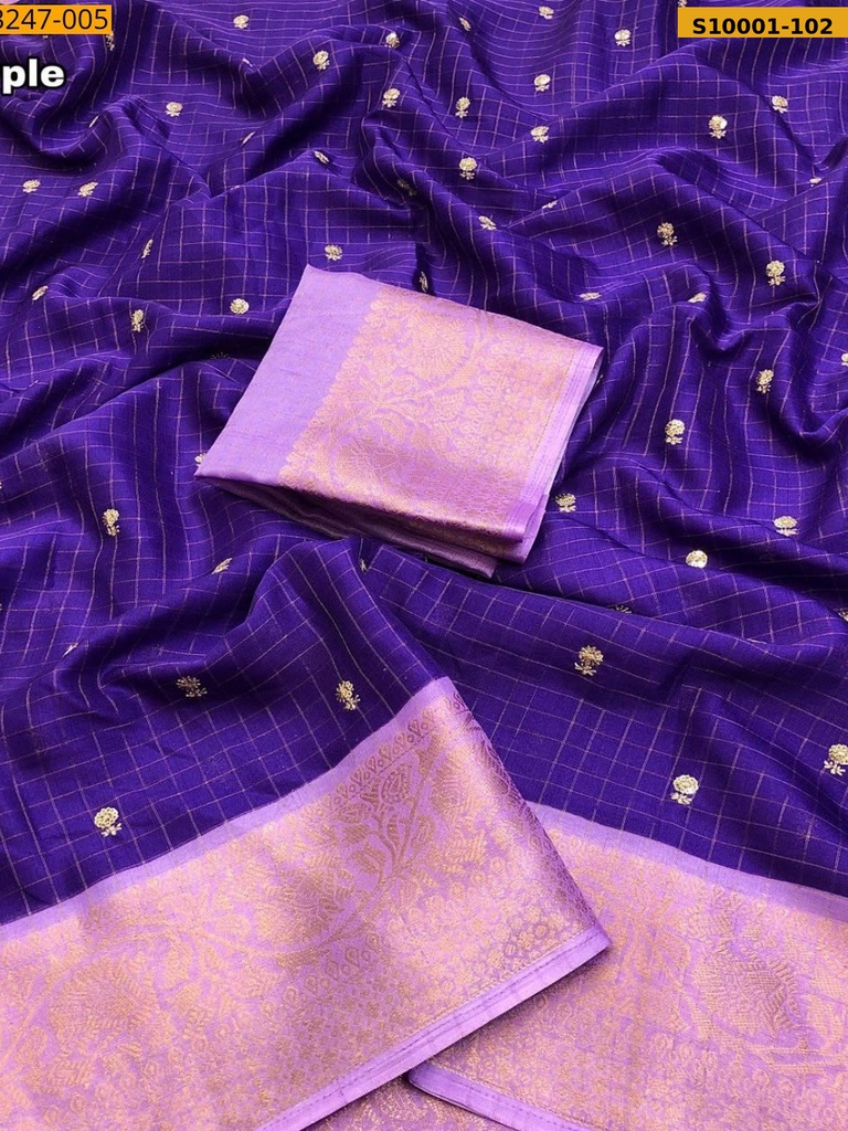 Fancy Dola Checks Printed Sarees