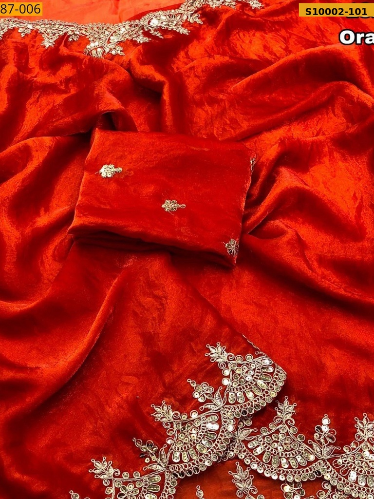 [S10002-101] Fancy Space Silk Embroidery Sarees (S10002-101)