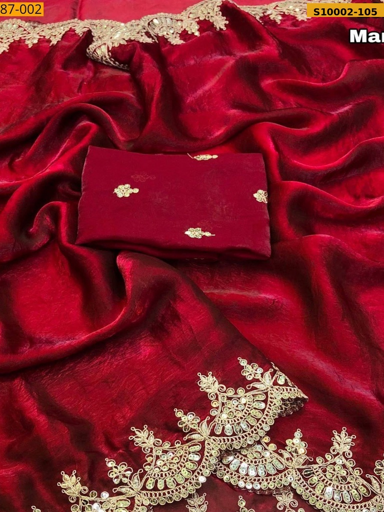 Fancy Space Silk Embroidery Sarees