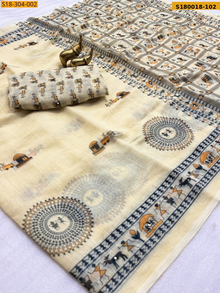 Fancy Soft Linen Cotton Saree