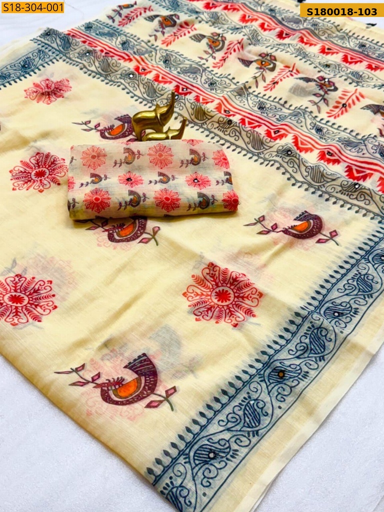 Fancy Soft Linen Cotton Saree