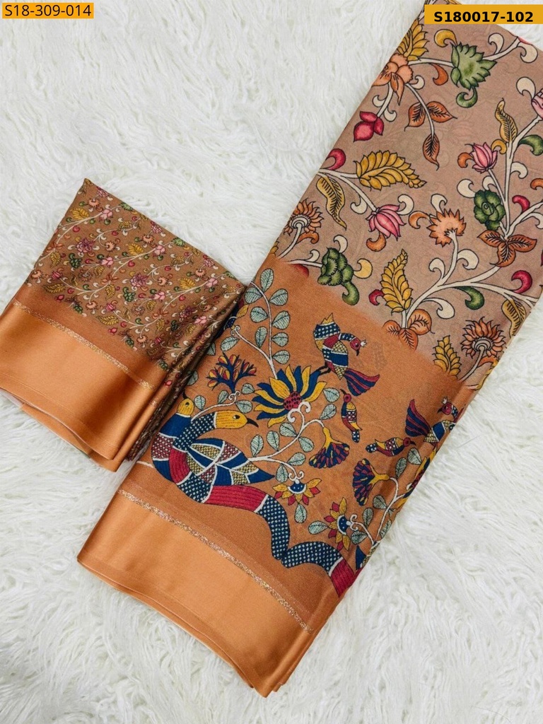 Fancy Moss Satin Soft Silk Saree
