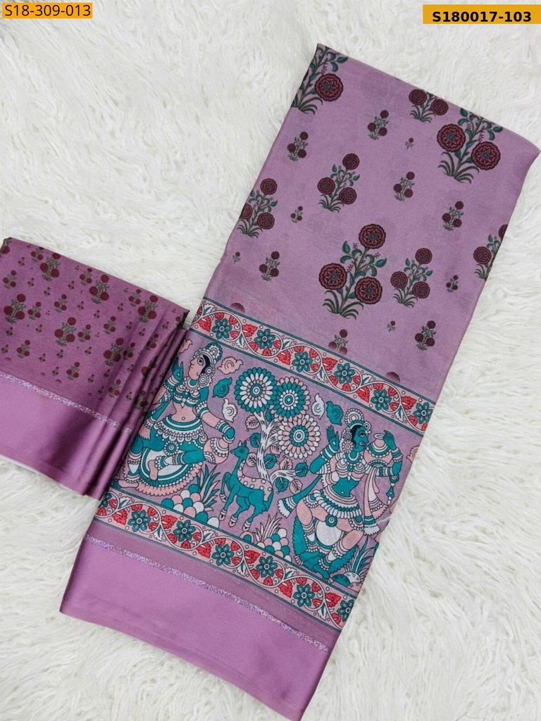 Fancy Moss Satin Soft Silk Saree