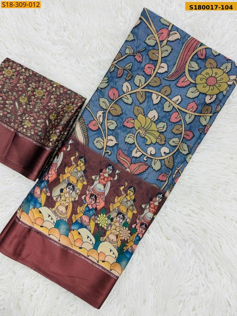 Fancy Moss Satin Soft Silk Saree