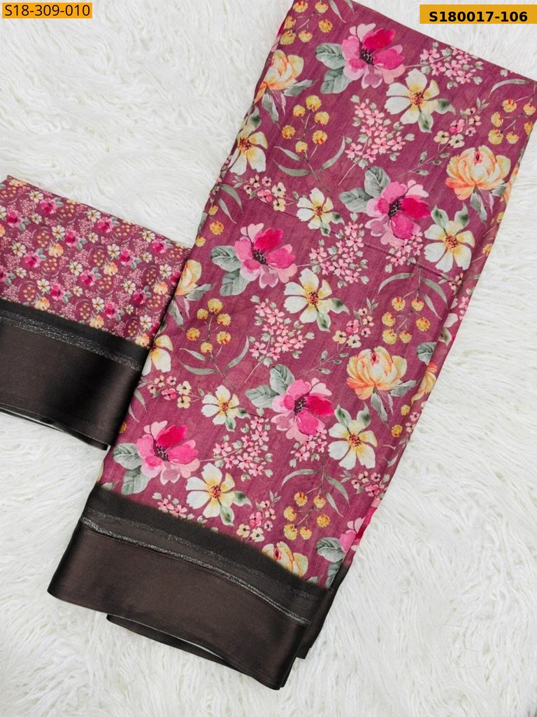 Fancy Moss Satin Soft Silk Saree