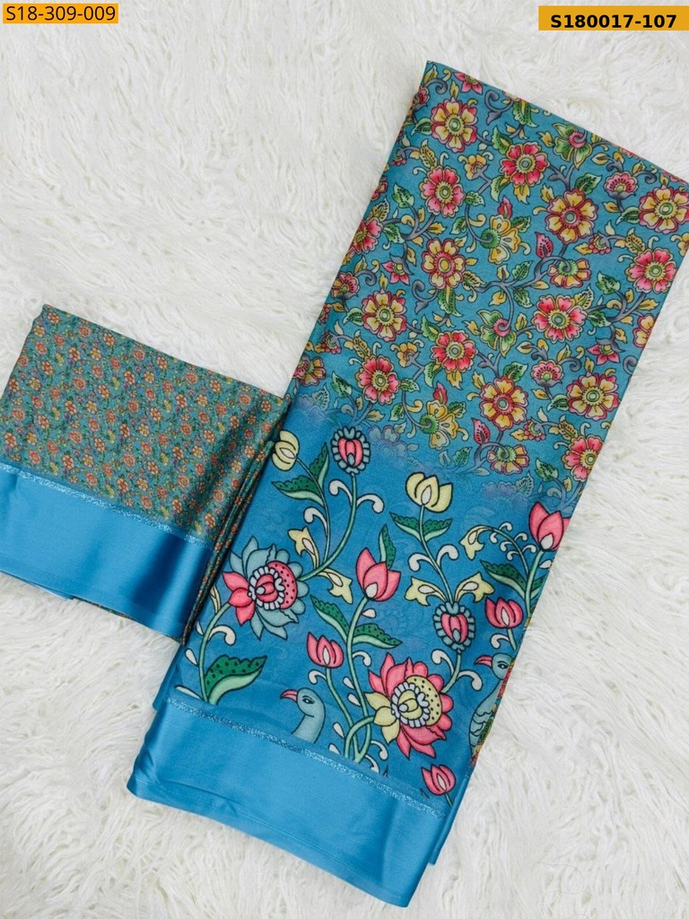 Fancy Moss Satin Soft Silk Saree