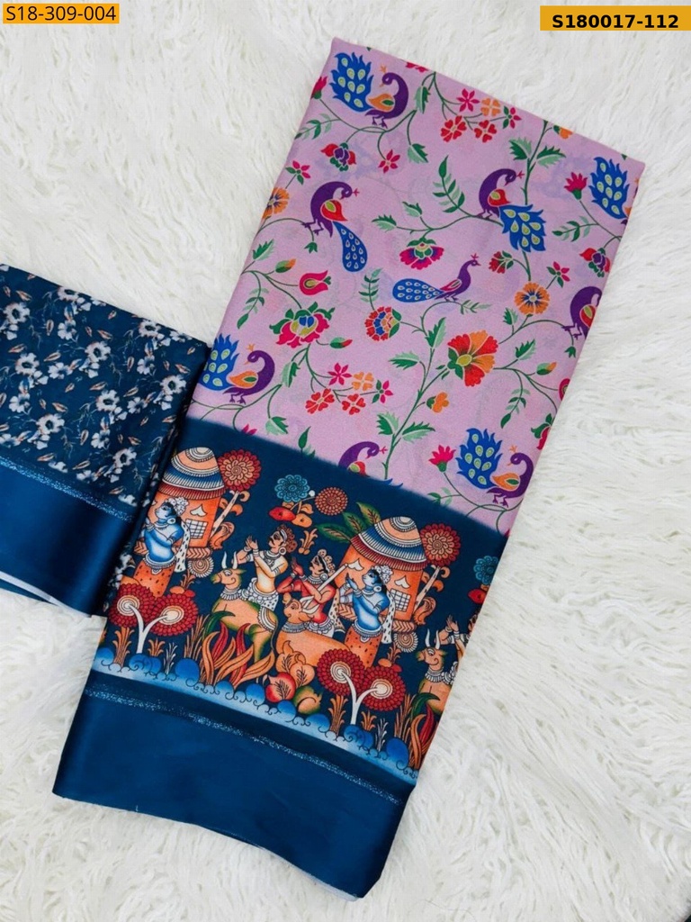 Fancy Moss Satin Soft Silk Saree