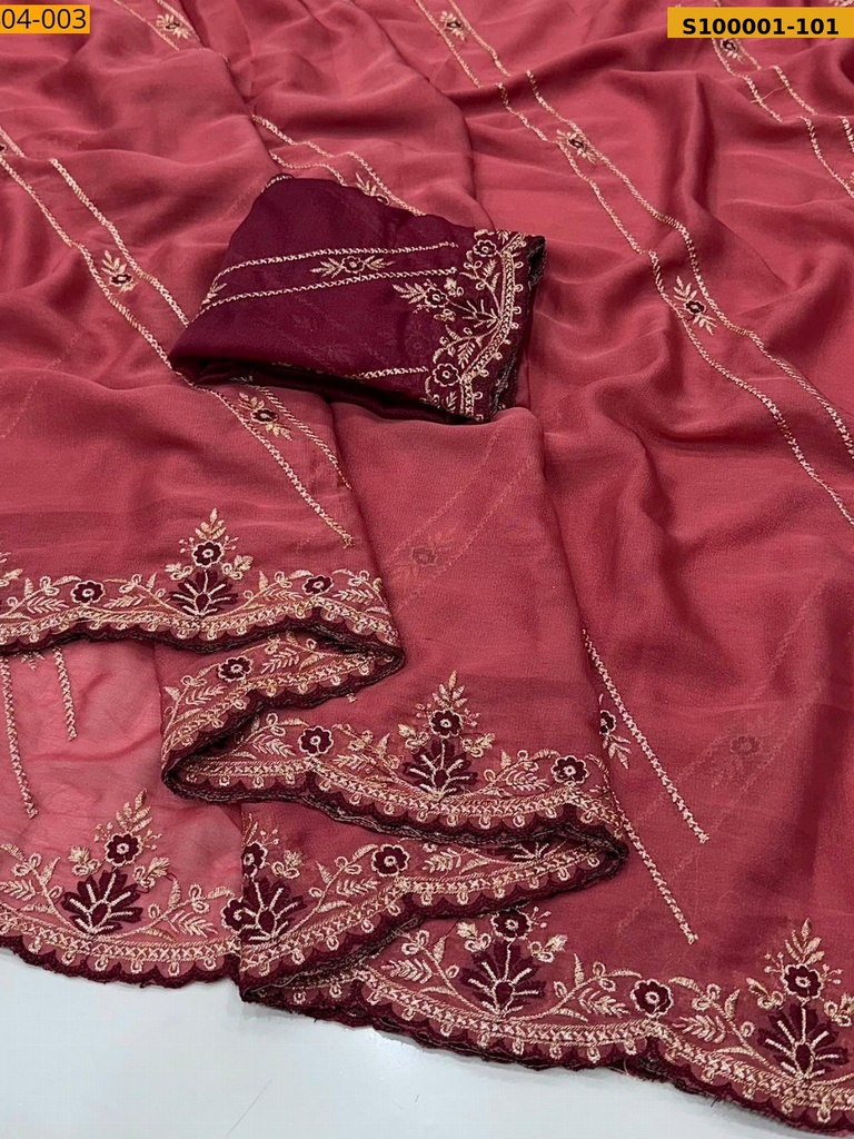 [S100001-101] Fancy Star Georgette Saree (S100001-101)