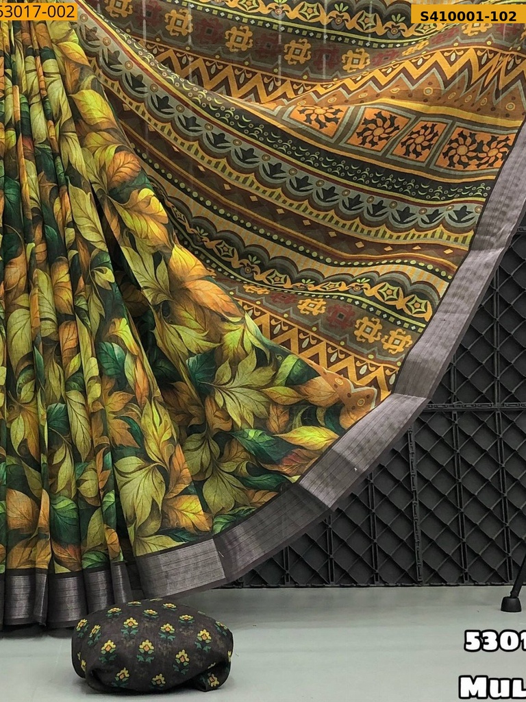 Fancy Linen Floral Digital Printed Saree
