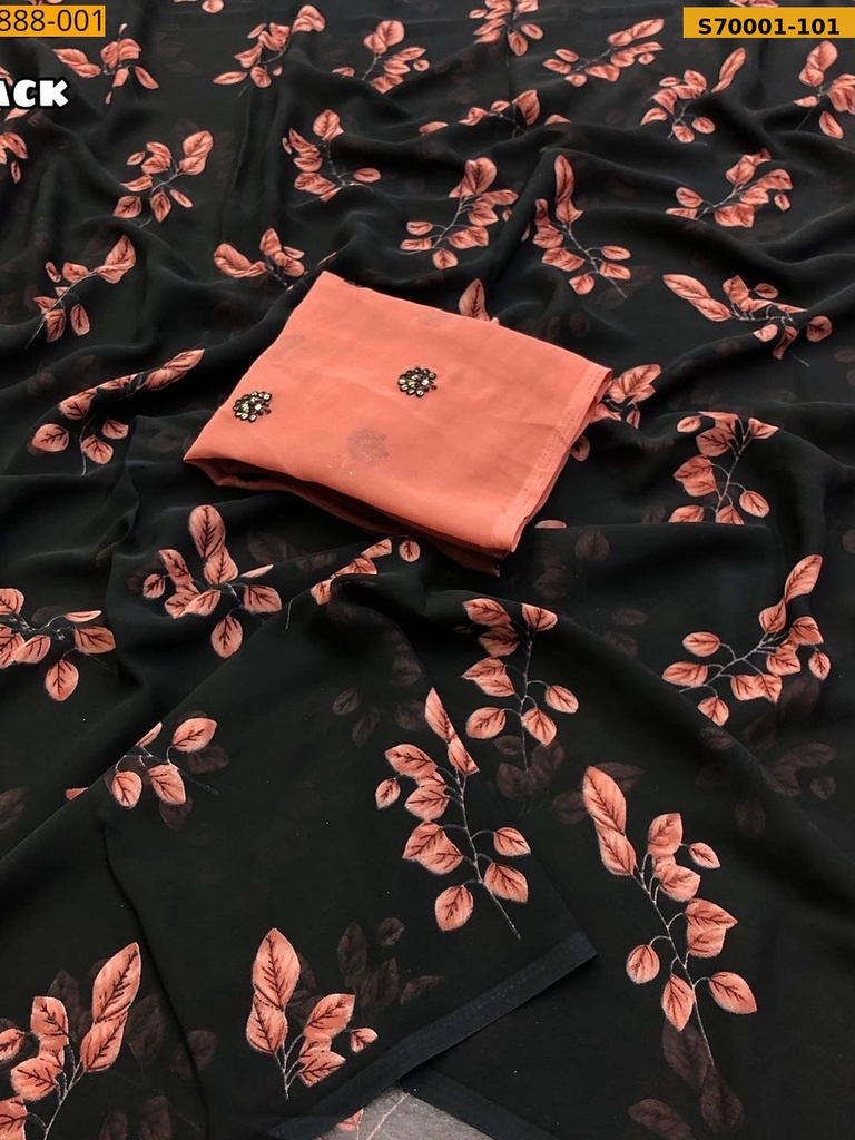 [S70001-101] Fancy Soft Chiffon Saree